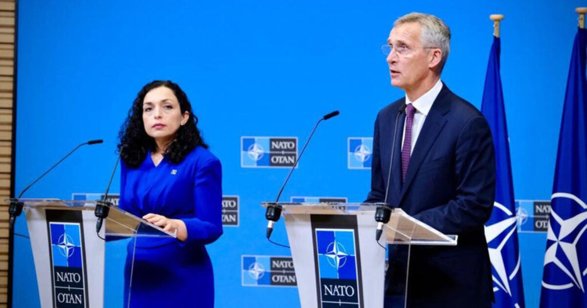 NATO Secretary General Jens Stoltenberg meets with President of Kosovo Ms. Vjosa Osmani-Sadriu at NATO Headquarters