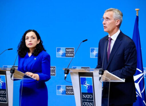 NATO Secretary General Jens Stoltenberg meets with President of Kosovo Ms. Vjosa Osmani-Sadriu at NATO Headquarters